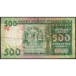 Madagascar - Pick 64 - 500 francs - 100 ariary - Série A/50 - 1974 - Etat : B+