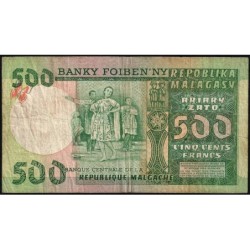 Madagascar - Pick 64 - 500 francs - 100 ariary - Série A/51 - 1974 - Etat : TB-