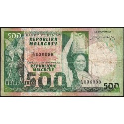 Madagascar - Pick 64 - 500 francs - 100 ariary - Série A/54 - 1974 - Etat : TB-