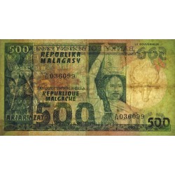 Madagascar - Pick 64 - 500 francs - 100 ariary - Série A/54 - 1974 - Etat : TB-