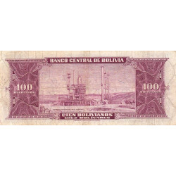 Bolivie - Pick 147_3 - 100 bolivianos - Série M1 - Loi 1945 (1961)1 - Etat : B+