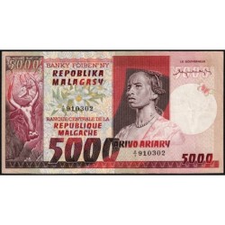 Madagascar - Pick 66 - 5'000 francs - 1'000 ariary - Série A/1 - 1974 - Etat : TTB+