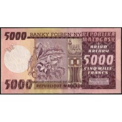 Madagascar - Pick 66 - 5'000 francs - 1'000 ariary - Série A/2 - 1974 - Etat : TTB+