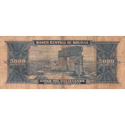 Bolivie - Pick 150_4 - 5'000 bolivianos - Loi 1945 (1957) - Série G - Etat : B+