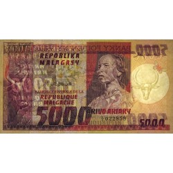 Madagascar - Pick 66 - 5'000 francs - 1'000 ariary - Série A/2 - 1974 - Etat : TTB+