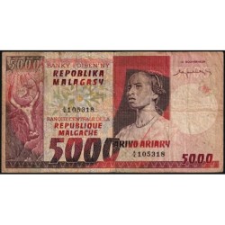 Madagascar - Pick 66 - 5'000 francs - 1'000 ariary - Série A/4 - 1974 - Etat : TB-