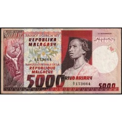Madagascar - Pick 66 - 5'000 francs - 1'000 ariary - Série A/5 - 1974 - Etat : TTB