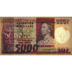Madagascar - Pick 66 - 5'000 francs - 1'000 ariary - Série A/5 - 1974 - Etat : TTB+