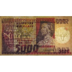 Madagascar - Pick 66 - 5'000 francs - 1'000 ariary - Série A/9 - 1974 - Etat : TB+