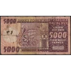 Madagascar - Pick 66 - 5'000 francs - 1'000 ariary - Série A/26 - 1974 - Etat : B