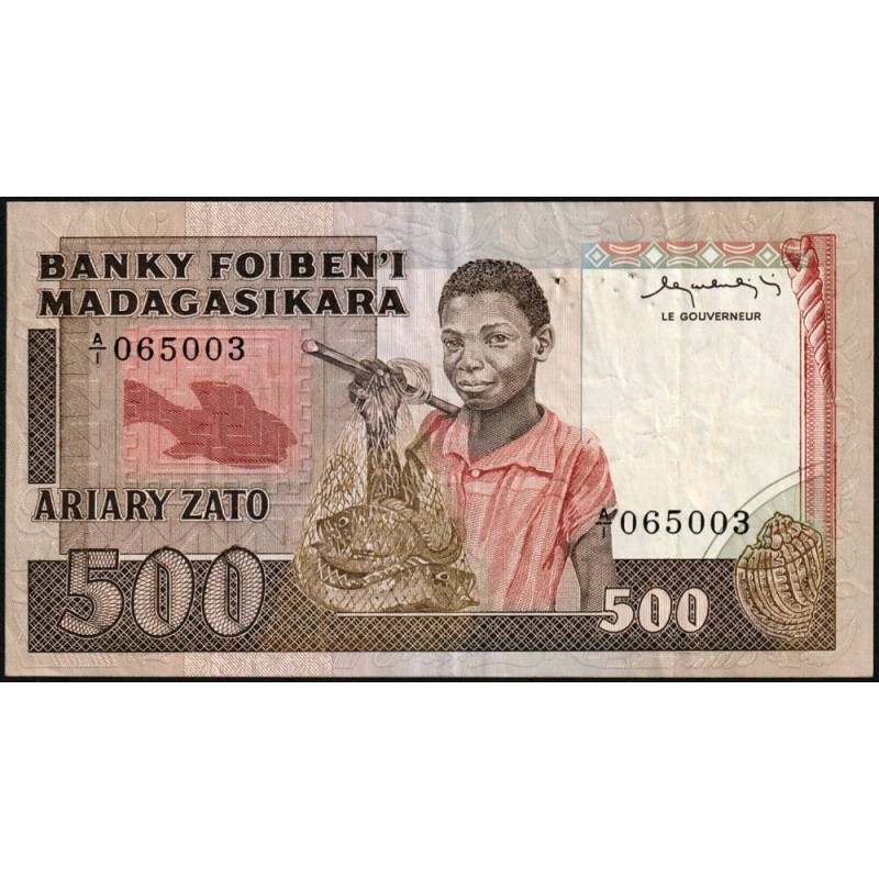 Madagascar - Pick 67a - 500 francs - 100 ariary - Série A/1 - 1983 - Etat : TTB