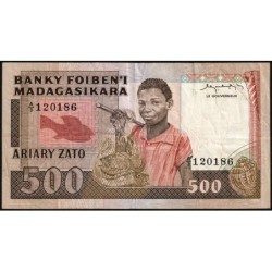 Madagascar - Pick 67a - 500 francs - 100 ariary - Série A/3 - 1983 - Etat : TTB-