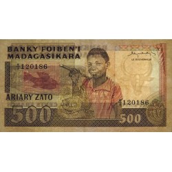 Madagascar - Pick 67a - 500 francs - 100 ariary - Série A/3 - 1983 - Etat : TTB-