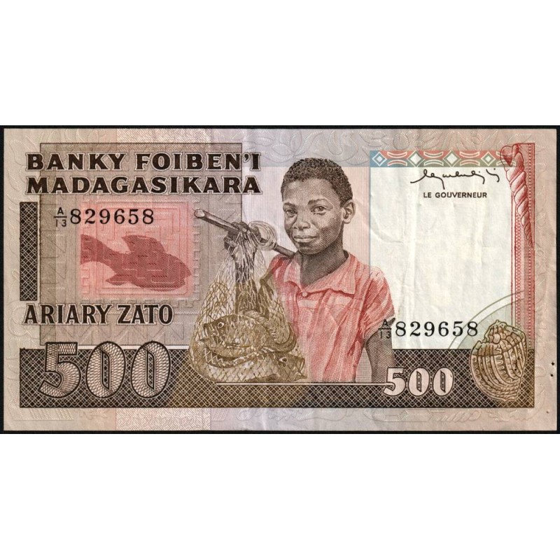 Madagascar - Pick 67a - 500 francs - 100 ariary - Série A/13 - 1983 - Etat : TTB