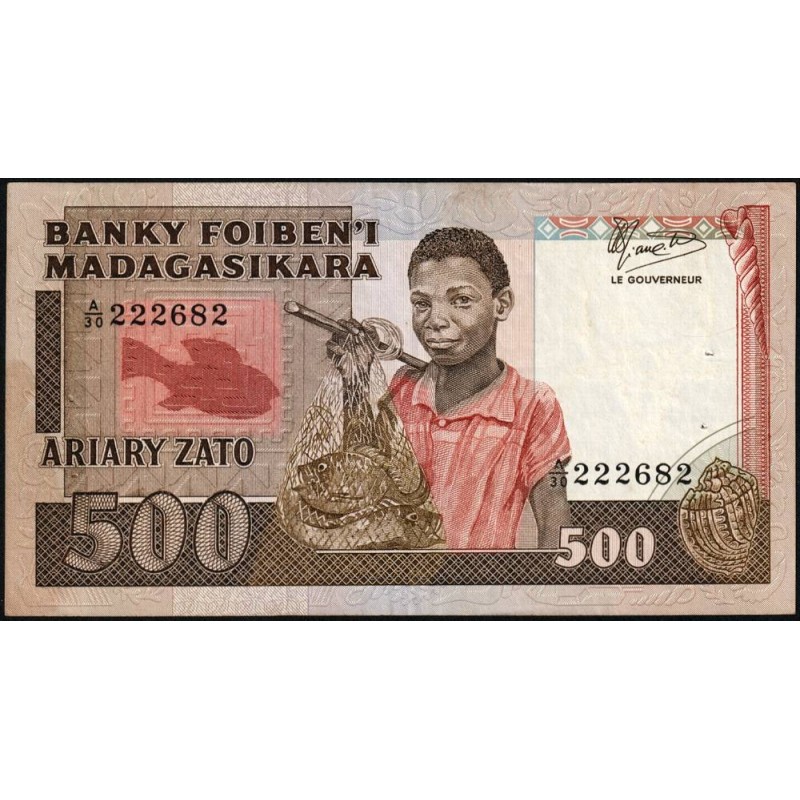 Madagascar - Pick 67b - 500 francs - 100 ariary - Série A/30 - 1987 - Etat : TTB+
