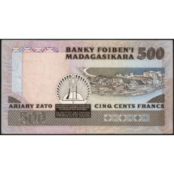 Madagascar - Pick 67b - 500 francs - 100 ariary - Série A/30 - 1987 - Etat : TTB+