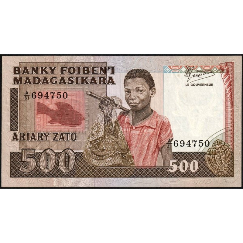 Madagascar - Pick 67b - 500 francs - 100 ariary - Série A/31 - 1987 - Etat : TTB+