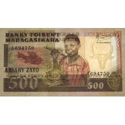 Madagascar - Pick 67b - 500 francs - 100 ariary - Série A/31 - 1987 - Etat : TTB+
