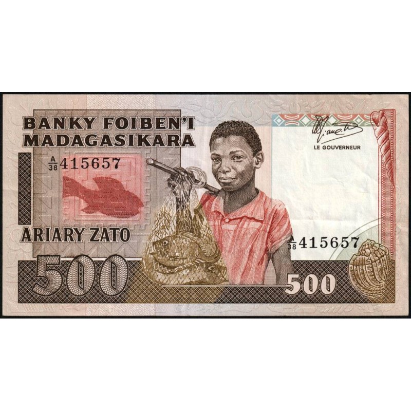 Madagascar - Pick 67b - 500 francs - 100 ariary - Série A/38 - 1987 - Etat : TTB+