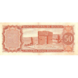 Bolivie - Pick 162a20 - 50 pesos bolivianos - Loi 1962 (1982) - Etat : TTB