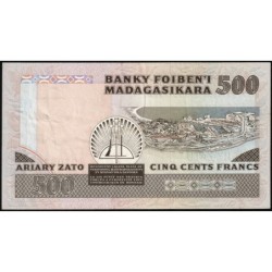 Madagascar - Pick 67b - 500 francs - 100 ariary - Série A/46 - 1987 - Etat : TTB
