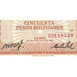 Bolivie - Pick 162a20 - 50 pesos bolivianos - Loi 1962 (1982) - Etat : TTB
