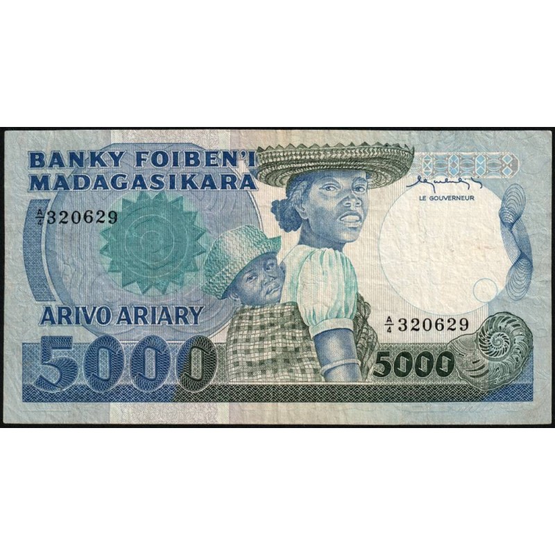 Madagascar - Pick 69a - 5'000 francs - 1'000 ariary - Série A/4 - 1983 - Etat : TB+