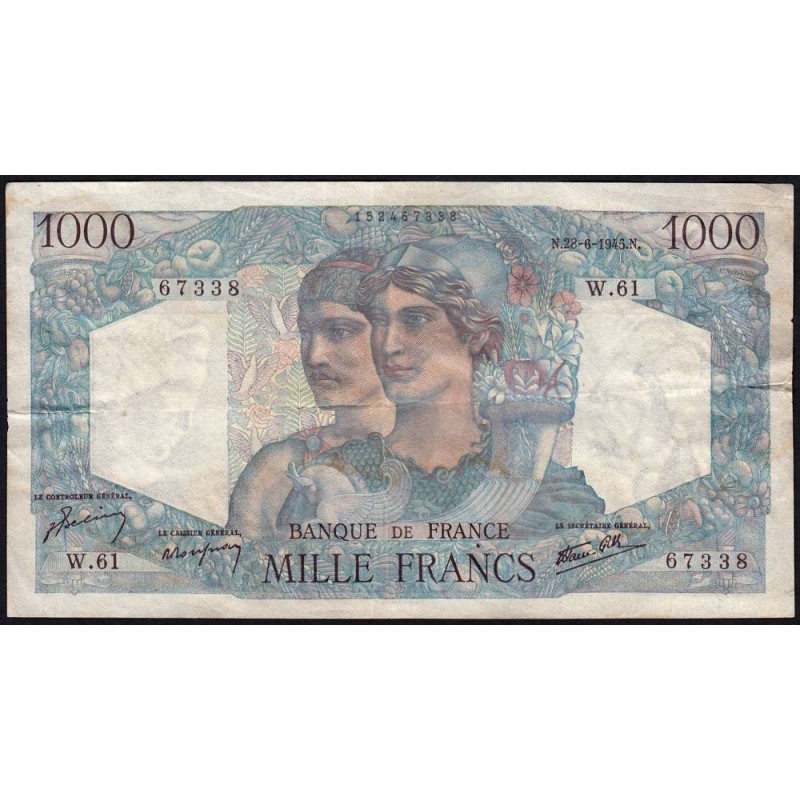 F 41-05 - 28/06/1945 - 1000 francs - Minerve et Hercule - Série W.61 (remplacement) - Etat : TTB
