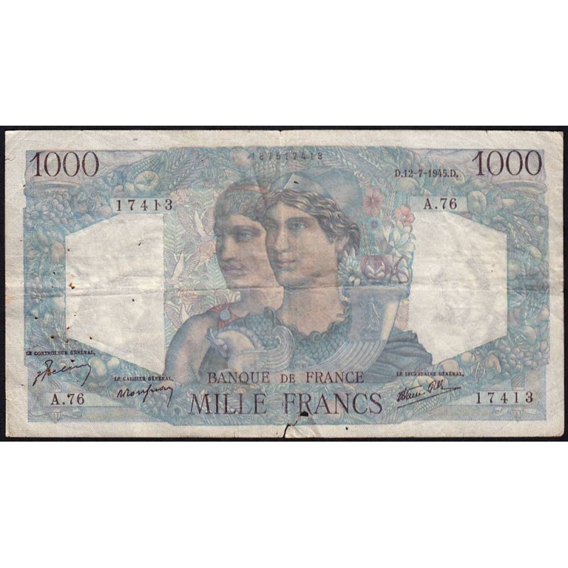F 41-06 - 12/07/1945 - 1000 francs - Minerve et Hercule - Série A.76 - Etat : B+