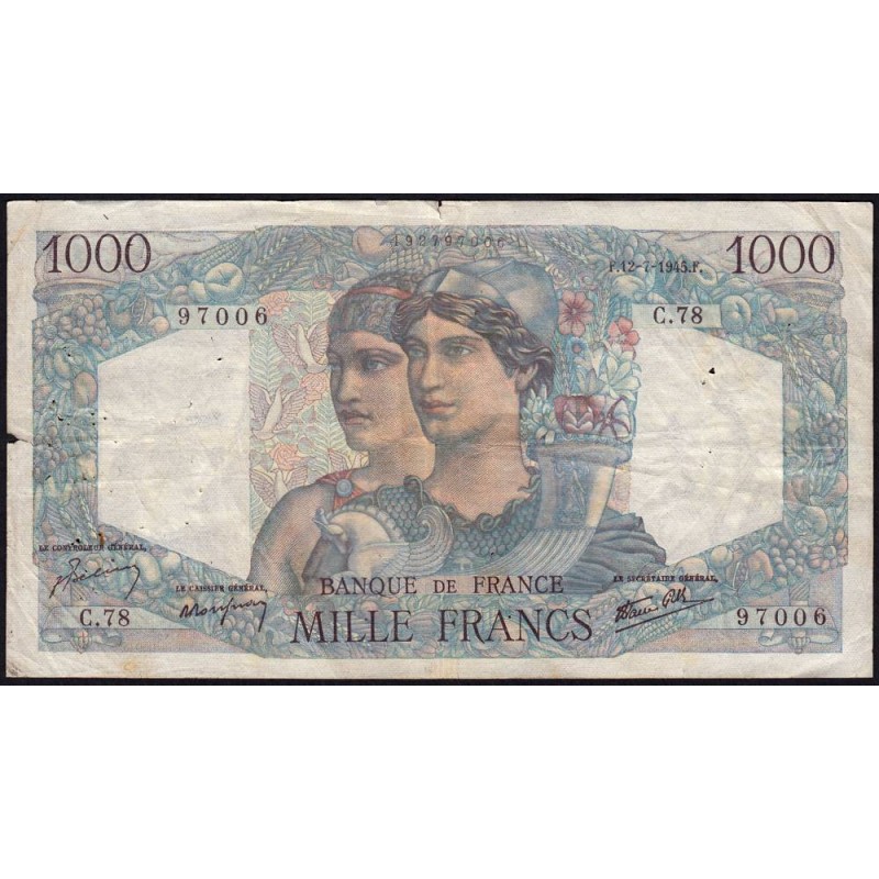 F 41-06 - 12/07/1945 - 1000 francs - Minerve et Hercule - Série C.78 - Etat : B+