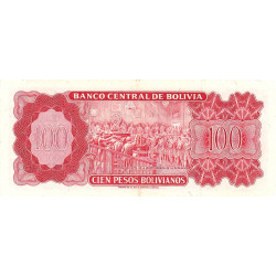 Bolivie - Pick 163a19 - 100 pesos bolivianos - Loi 1962 (1982) - Etat : TTB+