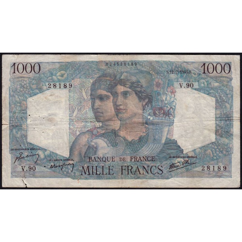 F 41-06 - 12/07/1945 - 1000 francs - Minerve et Hercule - Série V.90 - Etat : B+