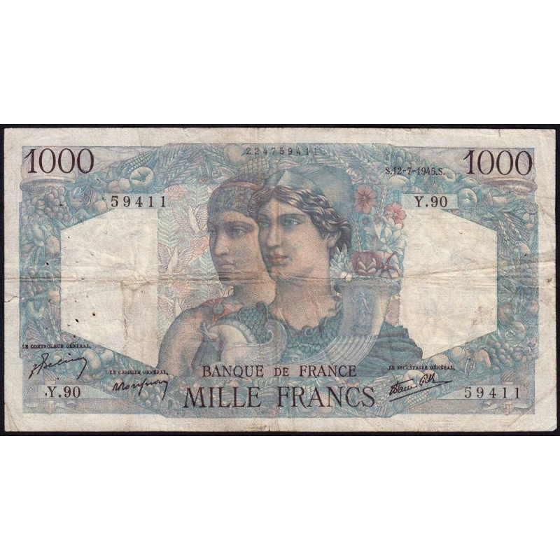 F 41-06 - 12/07/1945 - 1000 francs - Minerve et Hercule - Série Y.90 - Etat : TB