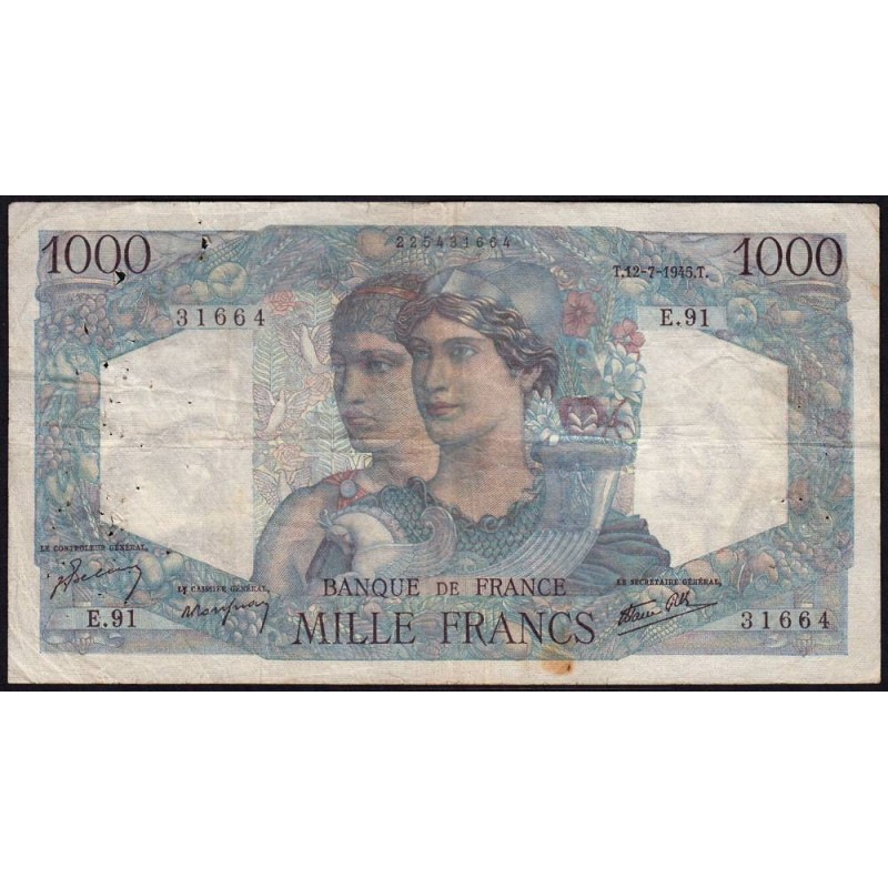 F 41-06 - 12/07/1945 - 1000 francs - Minerve et Hercule - Série E.91 - Etat : TB
