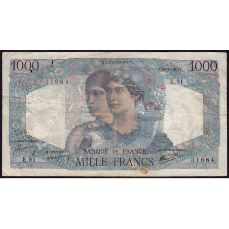 F 41-06 - 12/07/1945 - 1000 francs - Minerve et Hercule - Série E.91 - Etat : TB
