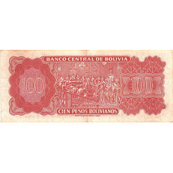 Bolivie - Pick 164a1 - 100 pesos bolivianos - Loi 1962 (1982) - Etat : TB+