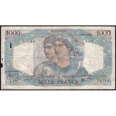 F 41-07 - 23/08/1945 - 1000 francs - Minerve et Hercule - Série J.100 - Etat : B