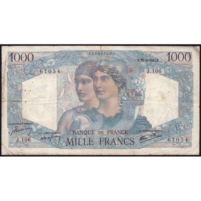 F 41-07 - 23/08/1945 - 1000 francs - Minerve et Hercule - Série J.106 - Etat : B+