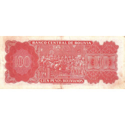 Bolivie - Pick 164a2 - 100 pesos bolivianos - Loi 1962 (1982) - Etat : TB+