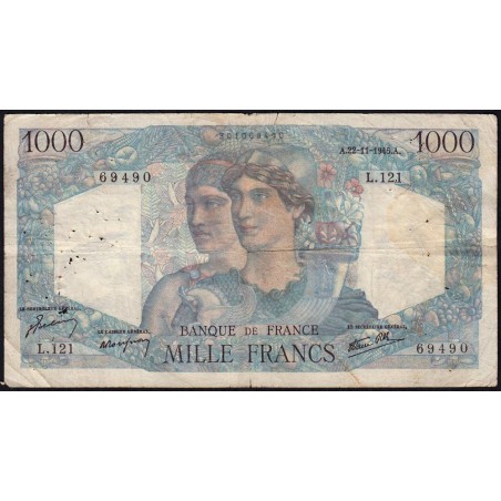 F 41-08 - 22/11/1945 - 1000 francs - Minerve et Hercule - Série L.121 - Etat : TB-