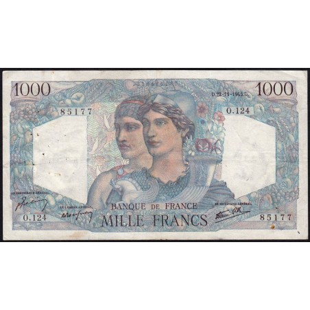 F 41-08 - 22/11/1945 - 1000 francs - Minerve et Hercule - Série O.124 - Etat : TTB