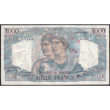F 41-08 - 22/11/1945 - 1000 francs - Minerve et Hercule - Série A.128 - Etat : TTB