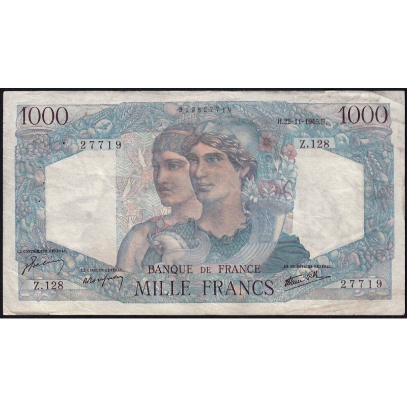 F 41-08 - 22/11/1945 - 1000 francs - Minerve et Hercule - Série Z.128 - Etat : TB-