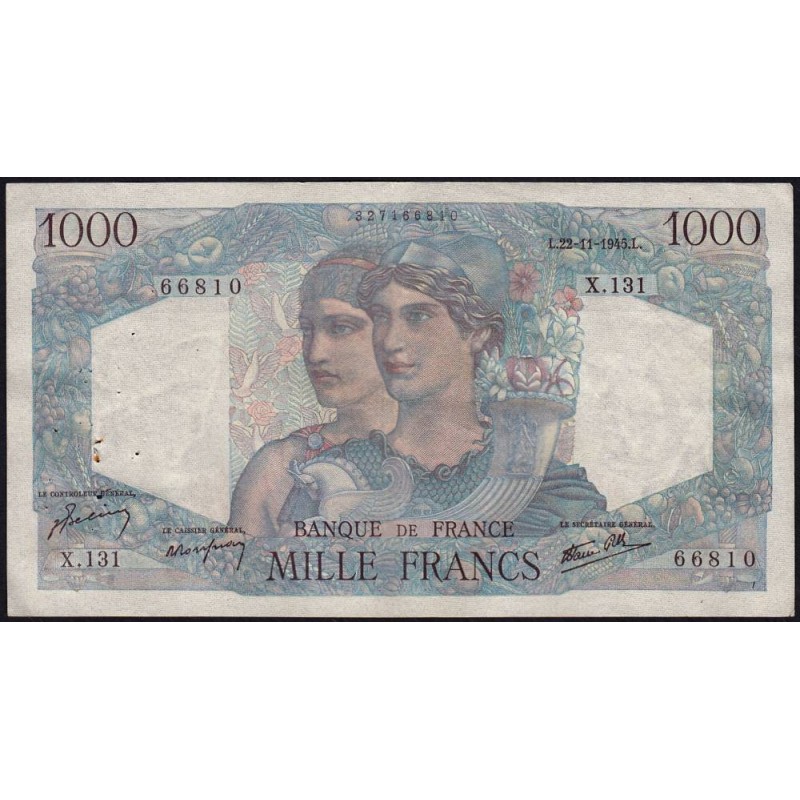 F 41-08 - 22/11/1945 - 1000 francs - Minerve et Hercule - Série X.131 - Etat : TB+