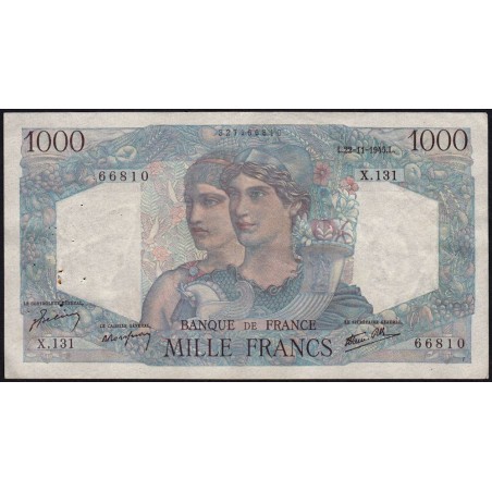 F 41-08 - 22/11/1945 - 1000 francs - Minerve et Hercule - Série X.131 - Etat : TB+