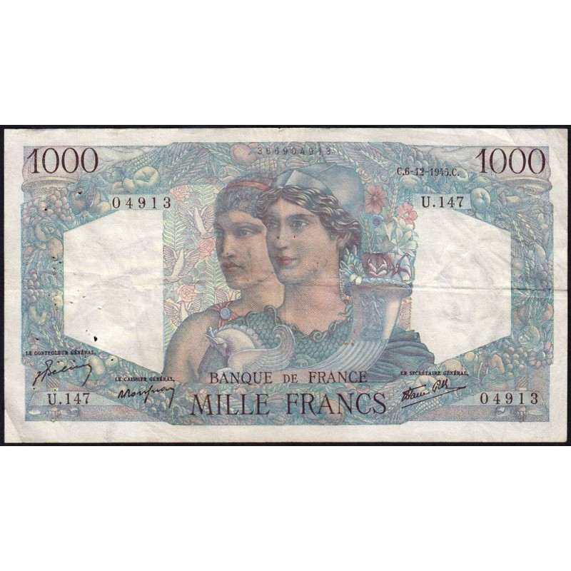 F 41-09 - 06/12/1945 - 1000 francs - Minerve et Hercule - Série U.147 - Etat : TTB-
