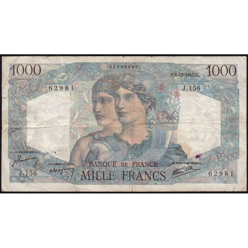 F 41-09 - 06/12/1945 - 1000 francs - Minerve et Hercule - Série J.156 - Etat : TB-