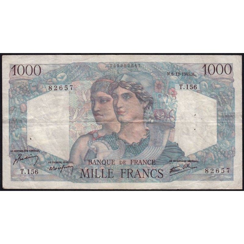 F 41-09 - 06/12/1945 - 1000 francs - Minerve et Hercule - Série T.156 - Etat : TB+