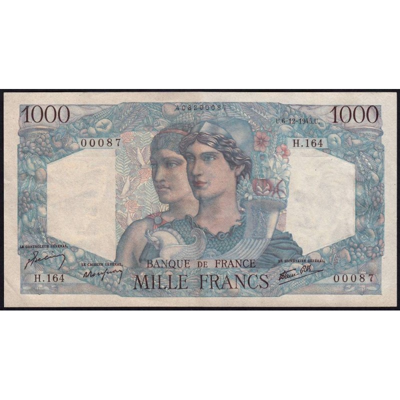 F 41-09 - 06/12/1945 - 1000 francs - Minerve et Hercule - Série H.164 - Etat : SUP+