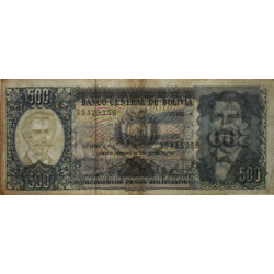 Bolivie - Pick 165a2 - 500 pesos bolivianos - Loi 1981 (1982) - Série A - Etat : TB+